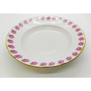 Тарелка суповая с цветочной каймой (специальная экспортная марка), фарфор