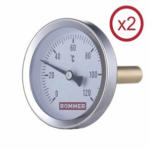 Термометр биметаллический с погружной гильзой ROMMER 63/50 1/2 RIM-0001-635015 (2 шт)