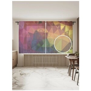 Тюль для кухни и спальни JoyArty "Фантастический витраж", 2 полотна со шторной лентой шириной по 145 см, высота 180 см.