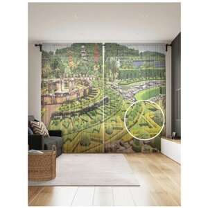 Тюль для кухни и спальни JoyArty "Парковое искусство", 2 полотна со шторной лентой шириной по 145 см, высота 265 см.