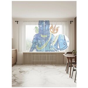 Тюль для кухни и спальни JoyArty "Водная сущность", 2 полотна со шторной лентой шириной по 145 см, высота 180 см.
