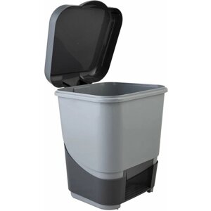Ведро-контейнер Полимербыт 8 л с педалью, для мусора, 30х25х24 см, цвет серый/графит (434270065)