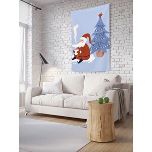 Вертикальное фотопанно на стену JoyArty "Дед Мороз под ёлкой", из ткани, 150х200 см