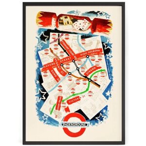 Винтажный постер о путешествиях на стену Реклама метро Лондона 1935 год 50 x 40 см в тубусе