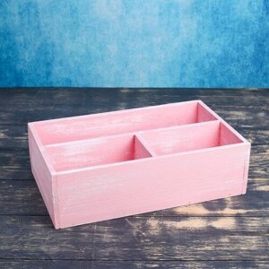 Ящик деревянный 34.520.510 см подарочный комодик, розовая кисть