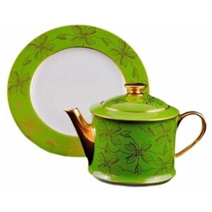 Заварочный чайник 400 мл Leander "Виндзор /Золотые цветы /салатовый"158681