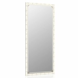 Зеркало 119С белый, орнамент цветок, ШхВ 45х100 см, зеркала для офиса, прихожих и ванных комнат, горизонтальное или вертикальное крепление