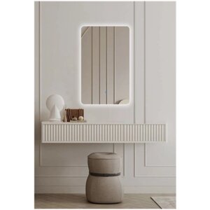 Зеркало для ванной Prisma 60*40 прямоугольное вертикальное "парящее" с нейтральной LED-подсветкой