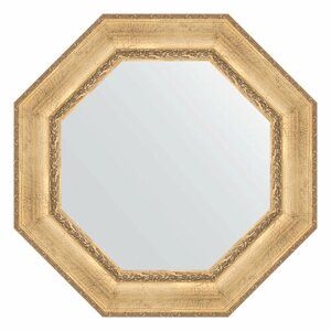 Зеркало настенное Octagon EVOFORM в багетной раме состаренное серебро с орнаментом, 77х77 см, для гостиной, прихожей и ванной комнаты, BY 7391
