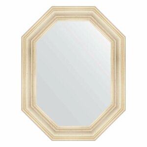 Зеркало настенное Polygon EVOFORM в багетной раме травленое серебро, 69х89 см, для гостиной, прихожей, кабинета, спальни и ванной комнаты, BY 7211