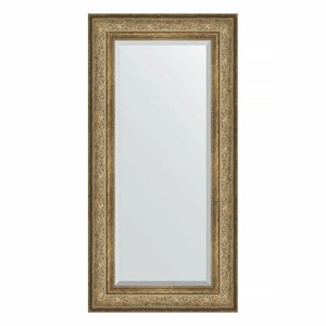 Зеркало настенное с фацетом EVOFORM в багетной раме виньетка античная бронза, 60х120 см, для гостиной, прихожей, спальни и ванной комнаты, BY 3503