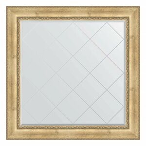 Зеркало настенное с гравировкой EVOFORM в багетной раме состаренное серебро с орнаментом, 112х112 см, для гостиной, прихожей, ванной комнаты, BY 4471