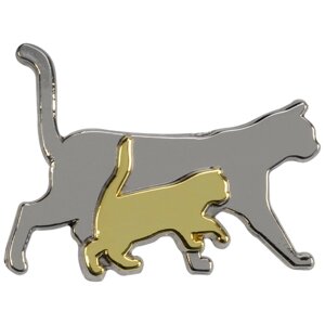 Значок металлический BLUE BUG "Кошка с котенком" золото, серебро, 25х19мм (Германия)