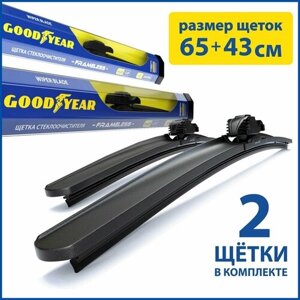 2 щетки стеклоочистителя /дворники для автомобиля/ GOODYEAR (65см+43см) FORD Focus II (06-11), PEUGEOT 207