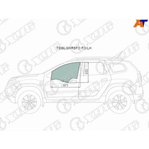 7306LGNR5FD FD/LH Стекло боковое опускное (Спереди/ Слева/ Цвет зеленый) Renault Duster 21-Dacia Duster 17-