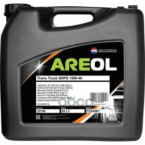 AREOL Areol Trans Truck Shpd 10w40 (20l) масло Моторное! Синт Acea E4/E7, Api Ci-4, Mb 228.5, Man M 3277