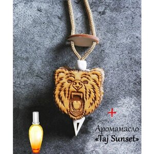 Ароматизатор автомобильный, диск светлое дерево Медведь, аромат №17 Тайский закат (Taj Sunset)