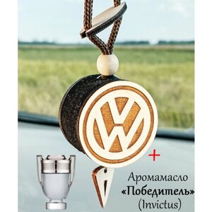 Ароматизатор (автопарфюм) в автомобиль / освежитель воздуха в машину диск 3D белое дерево Volkswagen, аромат №8 Победитель (Invictus)