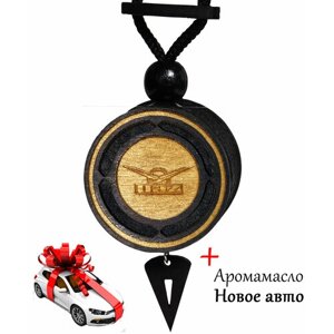 Ароматизатор-освежитель воздуха в машину, диск премиум дерево УАЗ и аромат №58 Новое авто