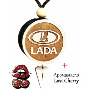 Ароматизатор (парфюм) в машину / освежитель воздуха / Пахучка в авто диск 3D белое дерево Лада (Lada), аромат № 39 Lost Cherry