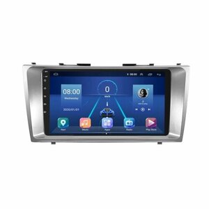 Автомагнитола с рамкой 2 din 9 дюймов для Toyota Camry V40 2006-2011 / Android 6Gb+128Gb / GPS / Поддержка сим-карты / Камеры 360 гр. Встроенные кулер охлаждения