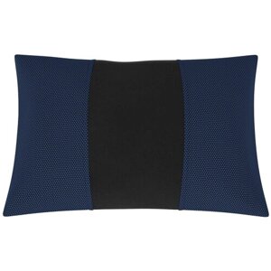 Автомобильная подушка для Mitsubishi Delica (Митсубиси Делика). Жаккард. Середина: чёрный жаккард. Боковины: жаккард синяя точка. 1 шт.