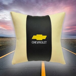 Автомобильная подушка из экокожи и вышивкой для Chevrolet (шевроле)