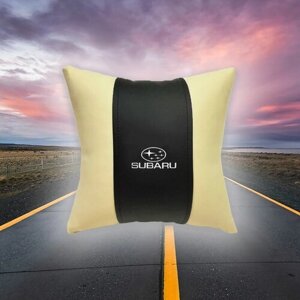 Автомобильная подушка из экокожи и вышивкой (субару) Subaru"