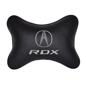 Автомобильная подушка на подголовник экокожа Black с логотипом автомобиля ACURA RDX