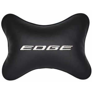 Автомобильная подушка на подголовник экокожа Black с логотипом автомобиля FORD EDGE