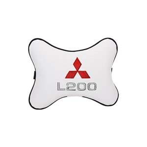 Автомобильная подушка на подголовник экокожа Milk c логотипом автомобиля L200