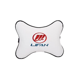 Автомобильная подушка на подголовник экокожа Milk с логотипом автомобиля LIFAN