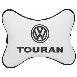Автомобильная подушка на подголовник экокожа Milk с логотипом автомобиля VOLKSWAGEN TOURAN