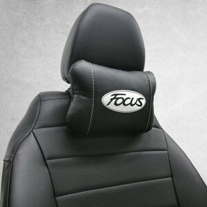 Автомобильная подушка под шею на подголовник эмблема Ford Focus, для Форд Фокус. Подушка для шеи в машину. Подушка на сиденье автомобиля.