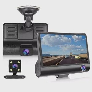 Автомобильный видеорегистратор VIDEO CARDVRT Full HD с 3 камерами и экраном 4"