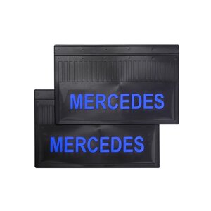 Брызговики задние для грузовика MERCEDES 600*370 (LUX) черные с синей надписью