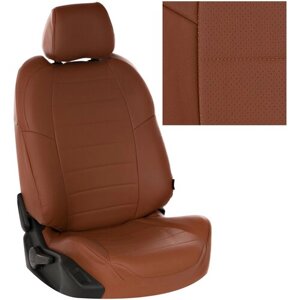 Чехлы на автомобильные сиденья Автопилот для Skoda Karoq (Style) с задним подлокотником с 17г. Экокожа / цвет Коричневый + Коричневый