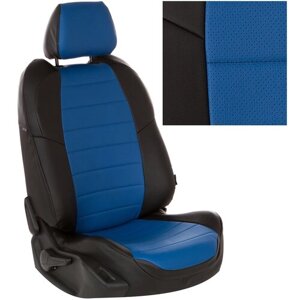 Чехлы на автомобильные сиденья Автопилот для Skoda Superb III (Active) (пасс. спинка трансформер) c 15г. Экокожа / цвет Черный + Синий