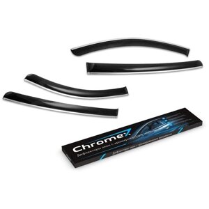 Дефлектор окон Chromex, с хромированным молдингом, для Kia Rio IV 2017-4 шт, CHROMEX. 63020