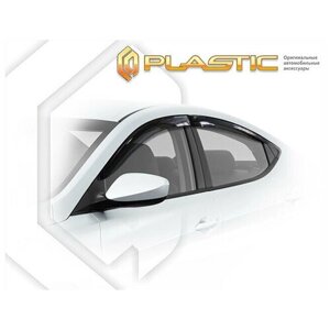 Дефлекторы боковых окон для Hyundai Elantra 2016-2020 Полупрозрачный с хром молдингом