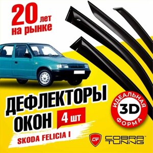 Дефлекторы боковых окон для Skoda Felicia I (Шкода Фелиция 1) хэтчбек, универсал 1994-2001, ветровики на двери автомобиля, Cobra Tuning