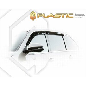 Дефлекторы боковых окон для Toyota Highlander 2013-2020 Полупрозрачный с хром молдингом