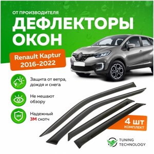 Дефлекторы боковых окон Renault Kaptur (Рено Каптюр) 2016-2023, ветровики на двери автомобиля, ТТ