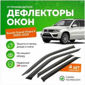 Дефлекторы боковых окон Suzuki Grand Vitara 3 (Сузуки Гранд Витара) 2005-2015, ветровики на двери автомобиля, ТТ