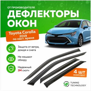 Дефлекторы боковых окон Toyota Corolla (Тойота Королла) седан 2019-2023, ветровики на двери автомобиля, ТТ