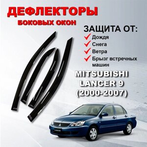 Дефлекторы боковых окон (Ветровики) на Митсубиси Лансер 9 / Mitsubishi Lancer 9 (2000-2010)