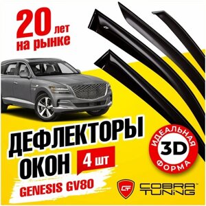 Дефлекторы окон Hyundai Genesis (Хендай Генезис) GV80 2022, ветровики на двери автомобиля, Cobra Tuning