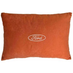 Декоративная подушка из велюра с логотипом (форд) Ford"подушка в салон/подушка под спину/подушка для путешествий/бордовый