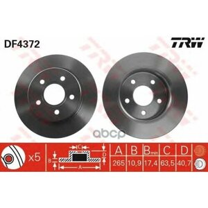 Df4372_диск Тормозной Задний! Ford Focus 1.4-2.0/Tdci 04> TRW арт. DF4372