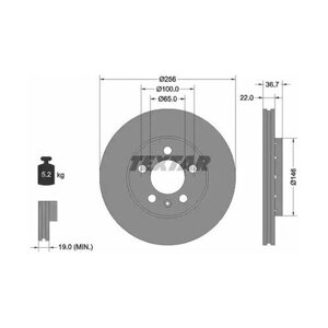 Диск торм. пер. AUDI A1, A1 sportback, A2, A3 96=PRO+ textar 92082205